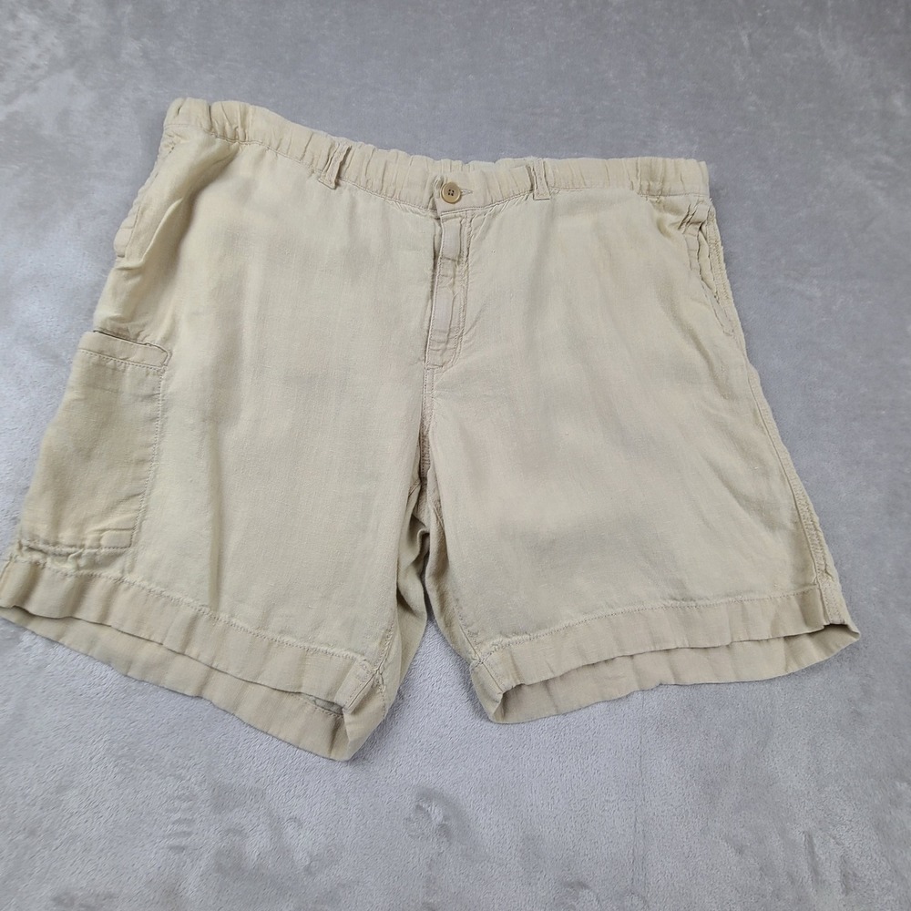 L.L. Bean 100% Linen Cargo Shorts Relaxed Fit Casual Outdoor‎ Beige Size 42